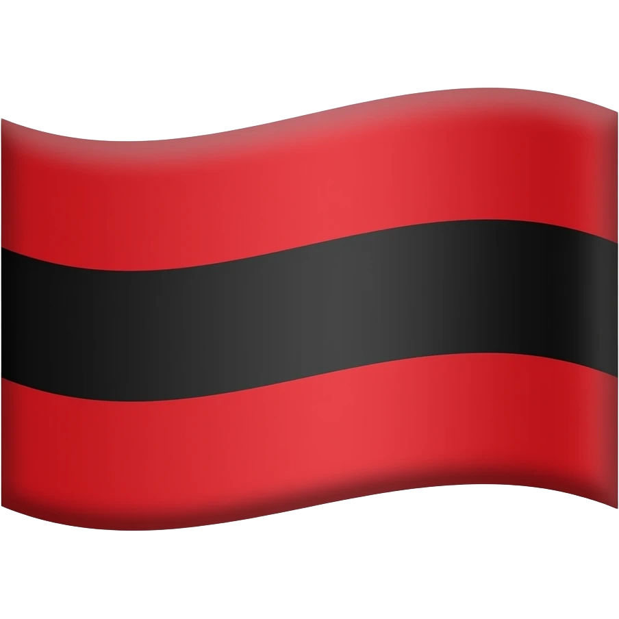 An emoji of a waving flag with three horizontal bands. The bands of the top and bottom are red, while the band of the center is black. emoji