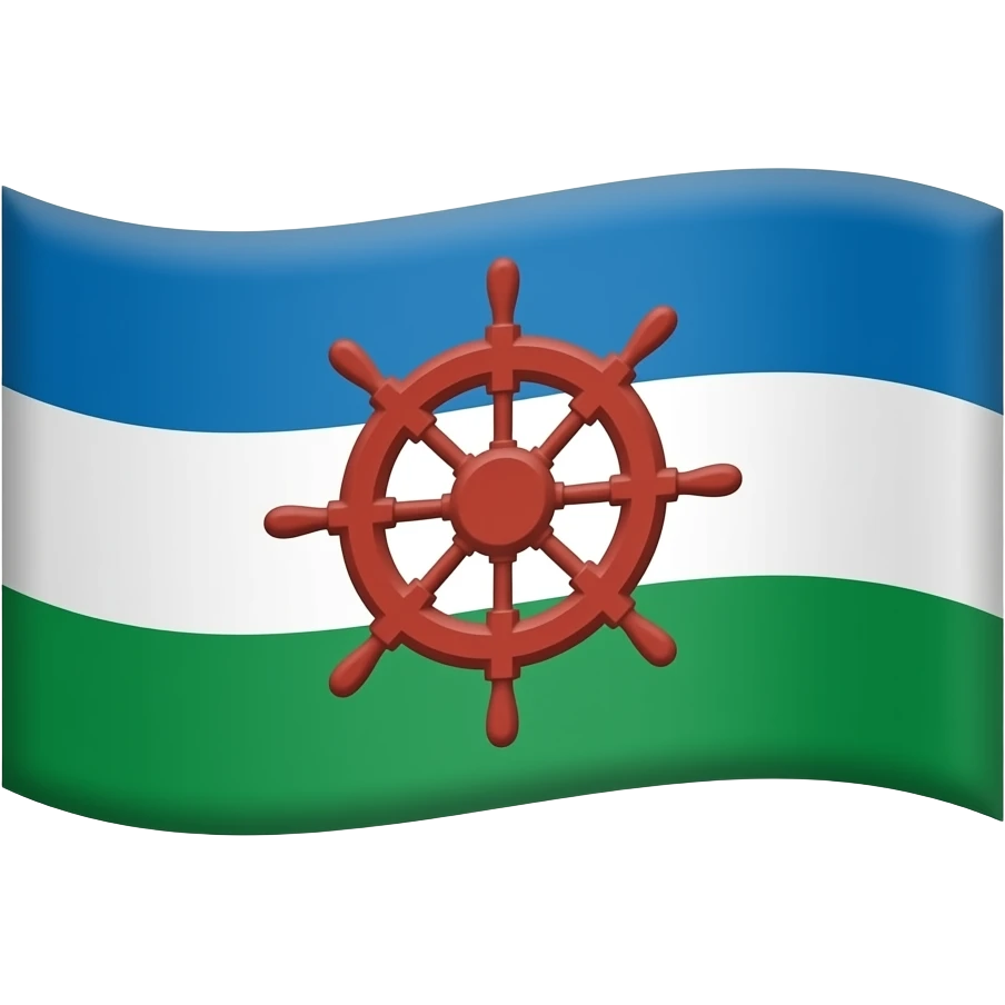 Gitan drapeu bleu rouge vert pays avec le haut bleu le bas vert et le millieu un guidon de bateaux rouge le vers et le bleu se touche a la moitiés du drapeu et le guidon moins realiste et bien rouge le guidon du bateau sans details et rouge emoji