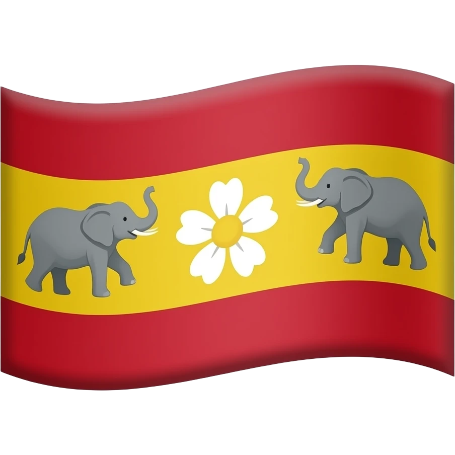 Top and bottom red center yellowflag centre   flower two side elephant slaiding emoji