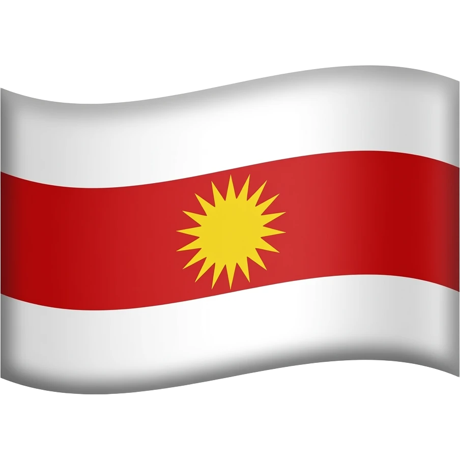Make a Yezidi flag religion make down white and up white too but middle red make the sun better emoji
