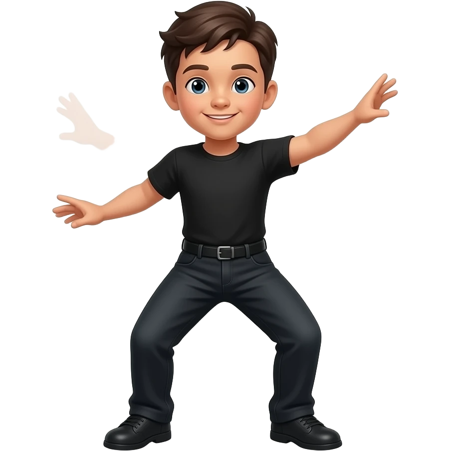 Niño con ropa negra bailando emoji
