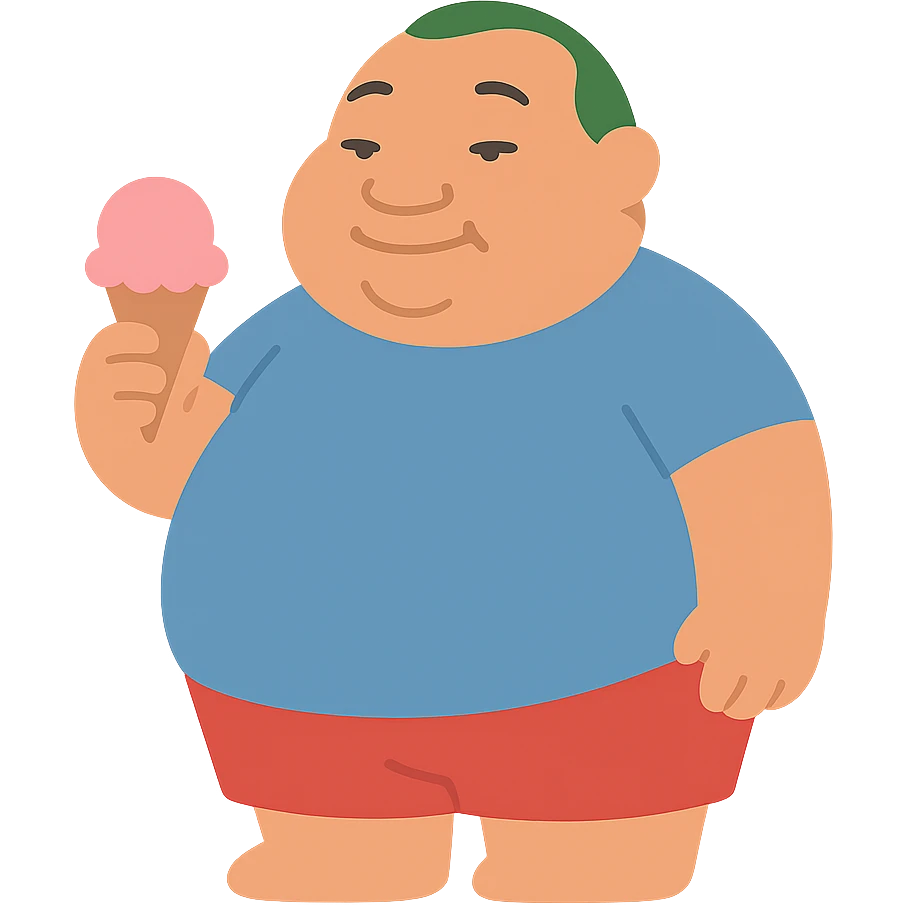 fat man with ice cream, inspired by Lilo and Stitch emoji