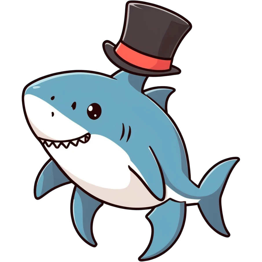 Shark with a top hat emoji
