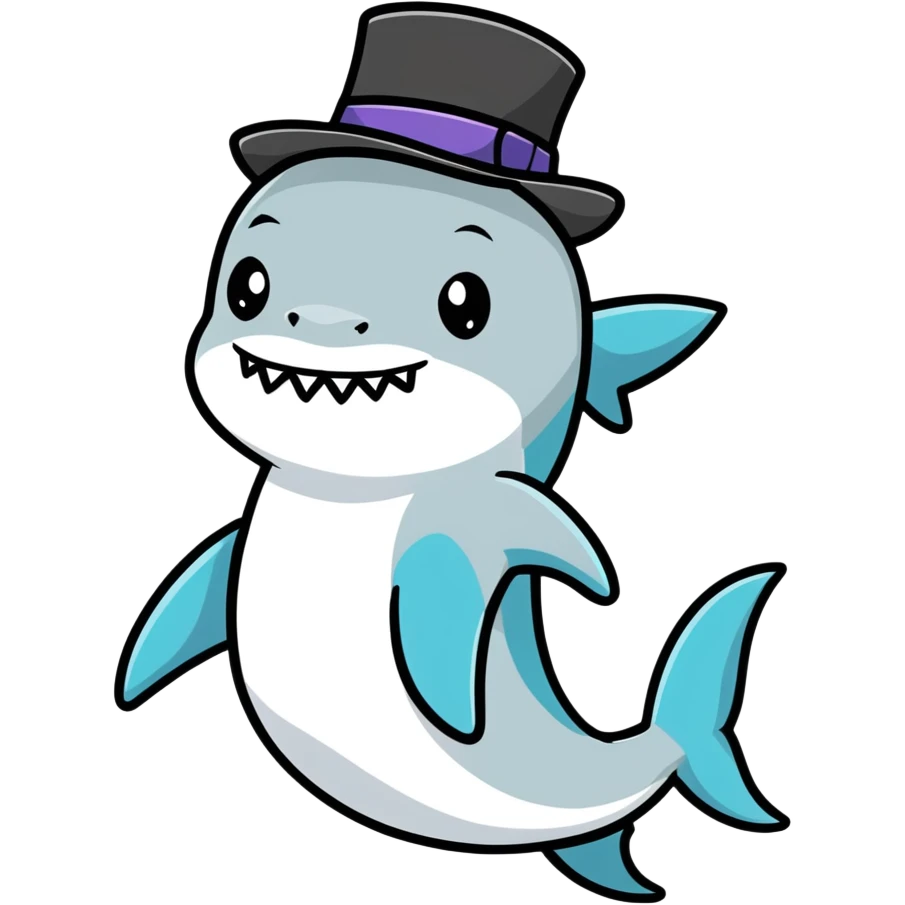 Shark with a top hat emoji