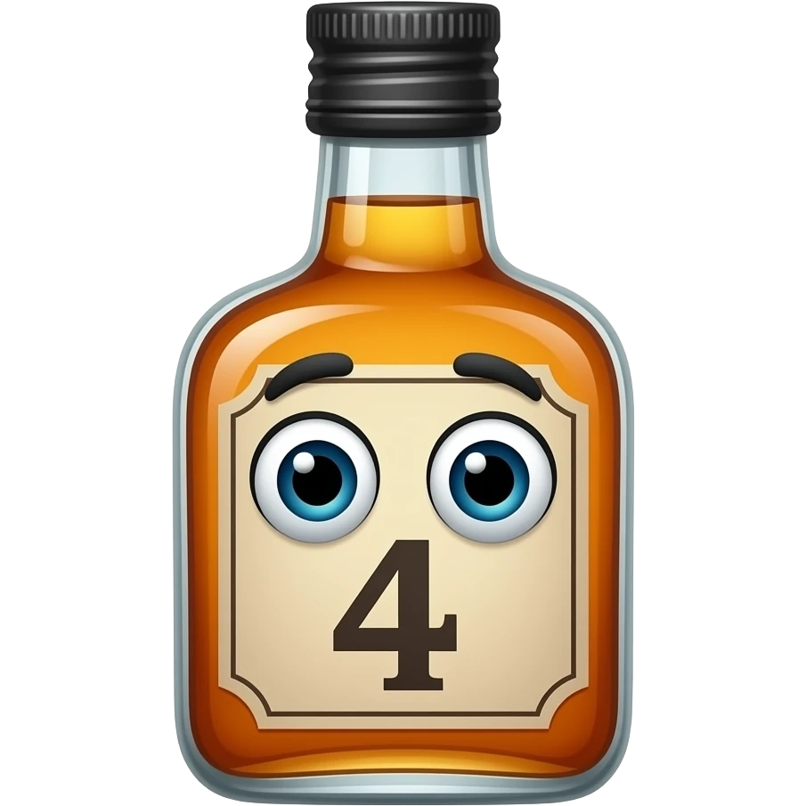 viski en forma de una perona con etiqueta i con ojos etiqueta de viski 4 viskimas pero uno rorto en banyos gracioso la persona en vater con forma de cabeza orritorinco emoji