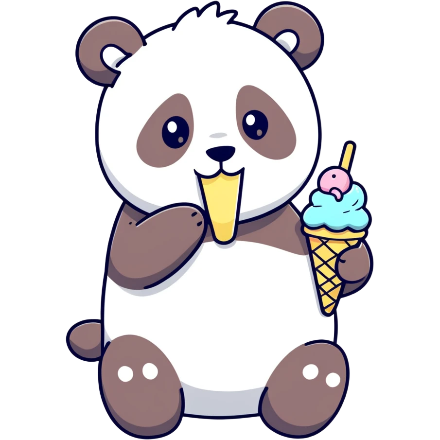 Panda eating ice cream emoji
