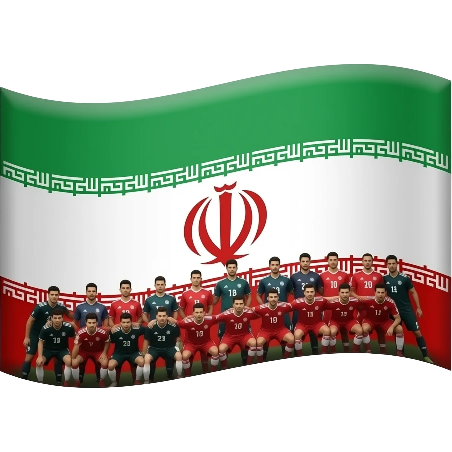 پرچم ایران با عکس تیم ملی فوتبال.  بزرگ باشیر emoji