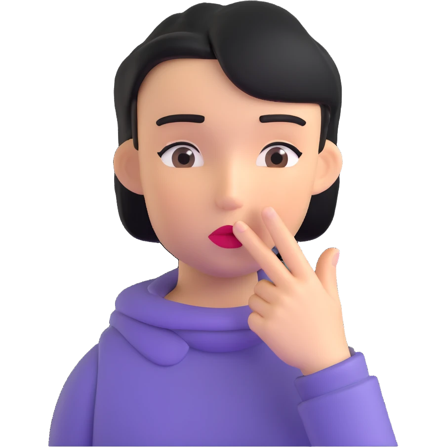 3d character with finger over lips making quiet gesture emoji