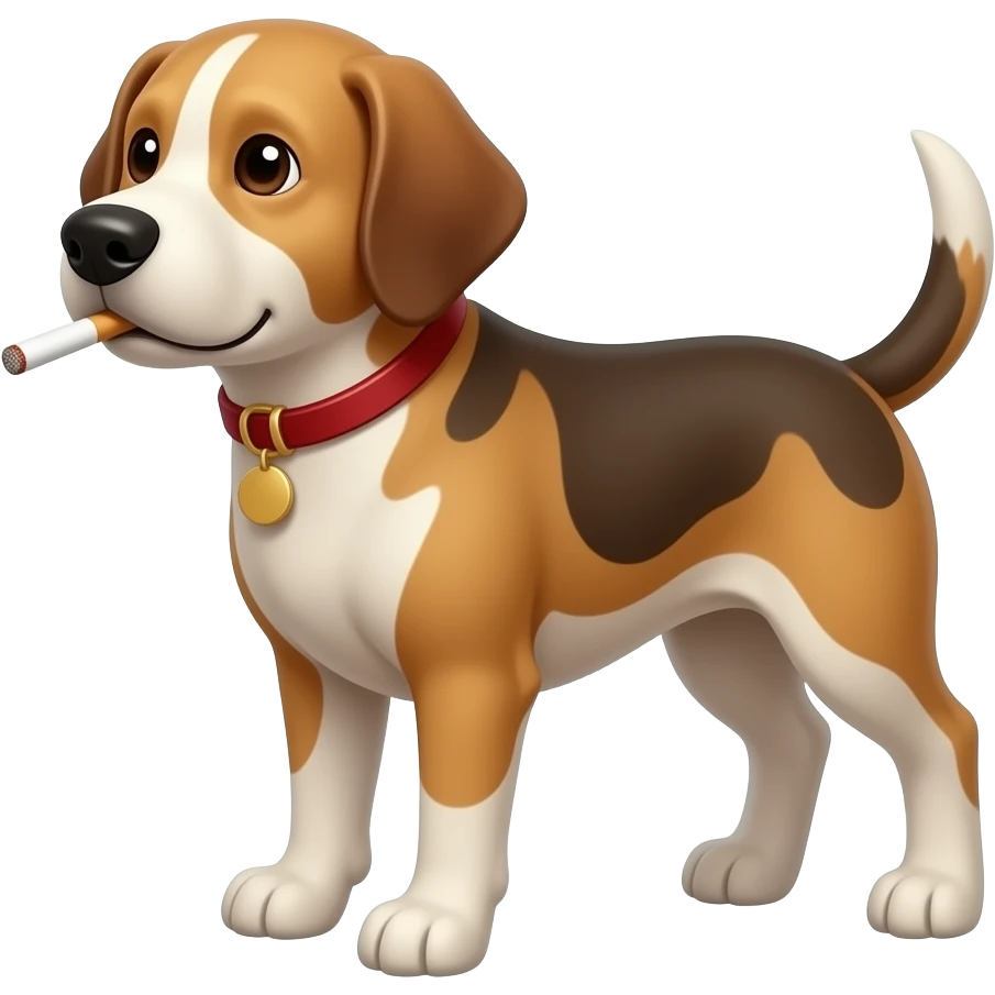 Funny dog emoji with cigarette in his mouth or hand emoji