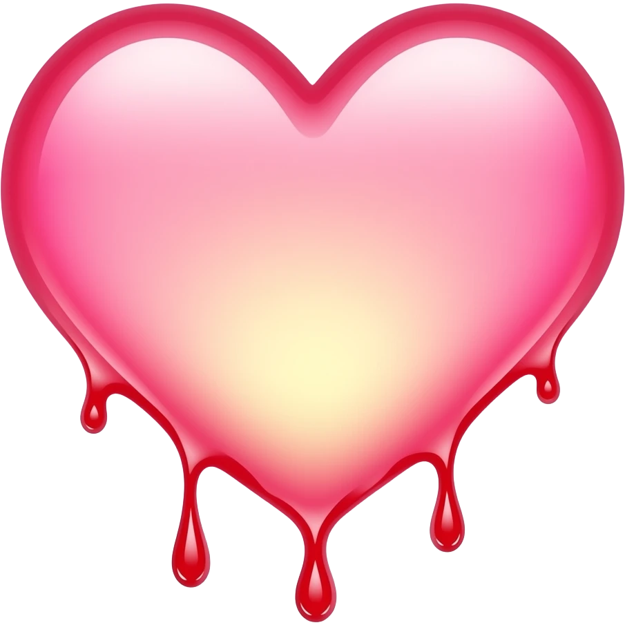 dripping bleeding pink heart glowing pink yellow warmth emoji