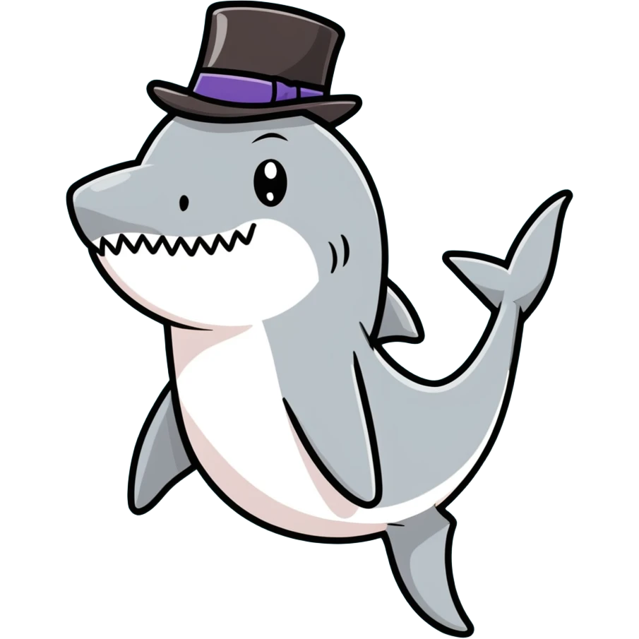 Shark with a top hat emoji