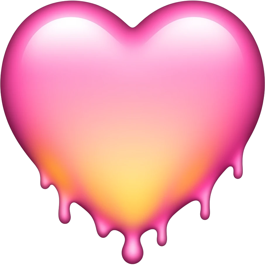 dripping bleeding pink heart glowing pink yellow warmth emoji
