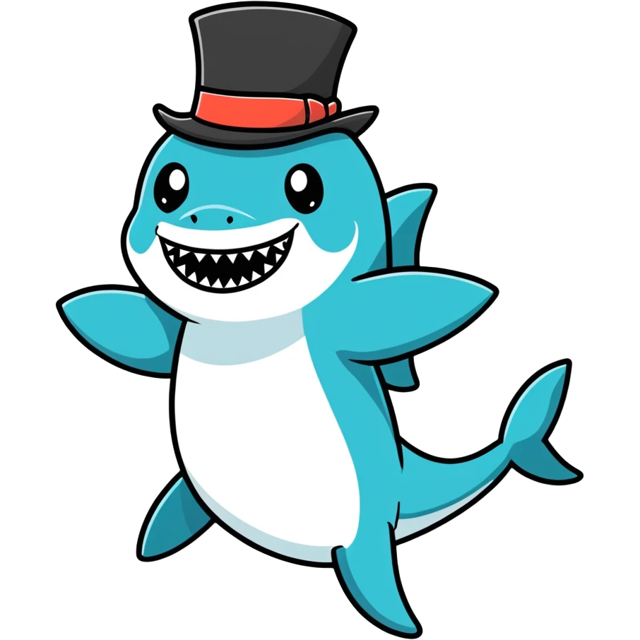 Shark with a top hat emoji