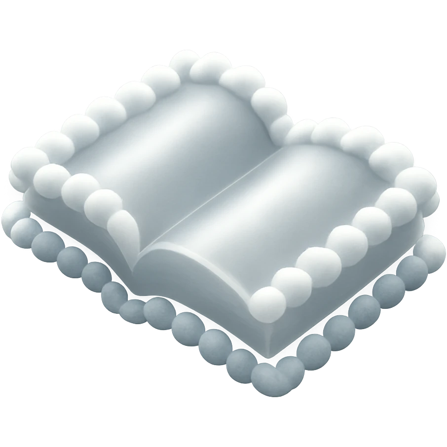top view of a thick open book made entirely of small, very bright white fluffy convex clouds, matte glass style emoji