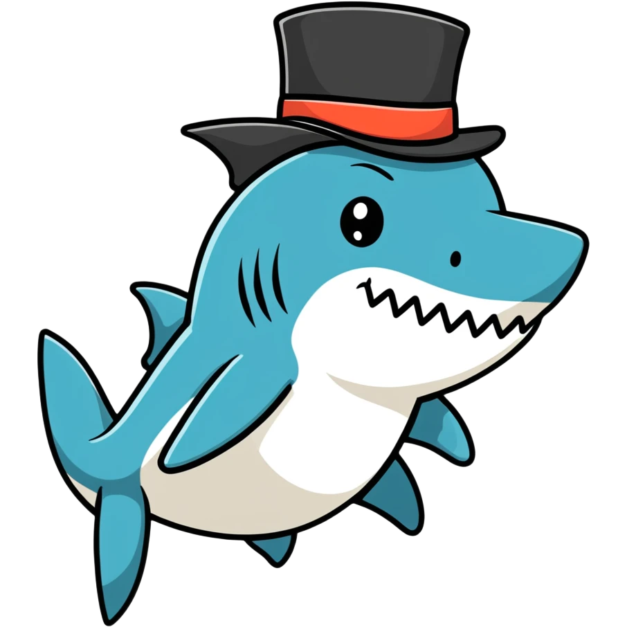 Shark with a top hat emoji
