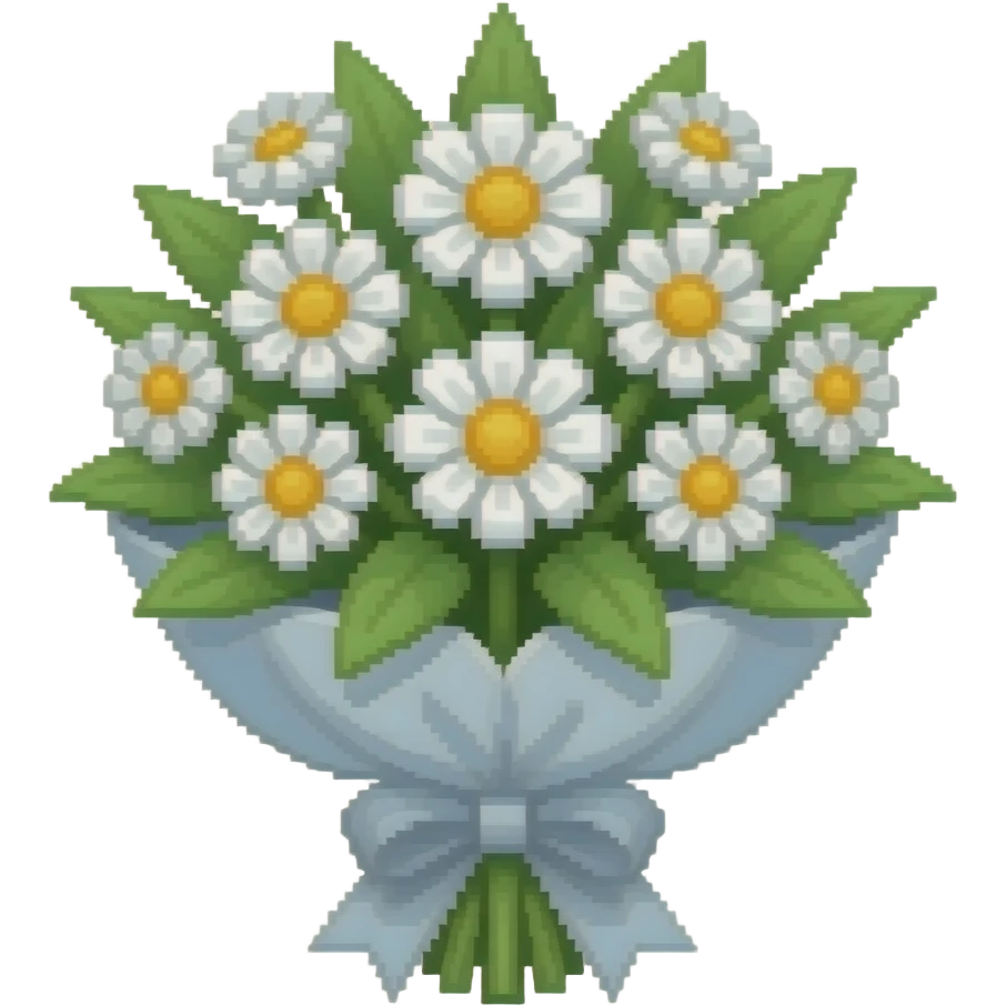 pixel white flower bouquet emoji