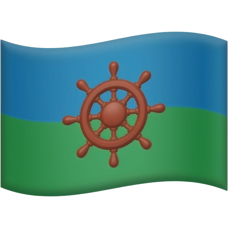 Gitan drapeu bleu rouge vert pays avec le haut bleu le bas vert et le millieu un guidon de bateaux rouge le vers et le bleu se touche a la moitiés du drapeu et le guidon moins realiste et bien rouge emoji