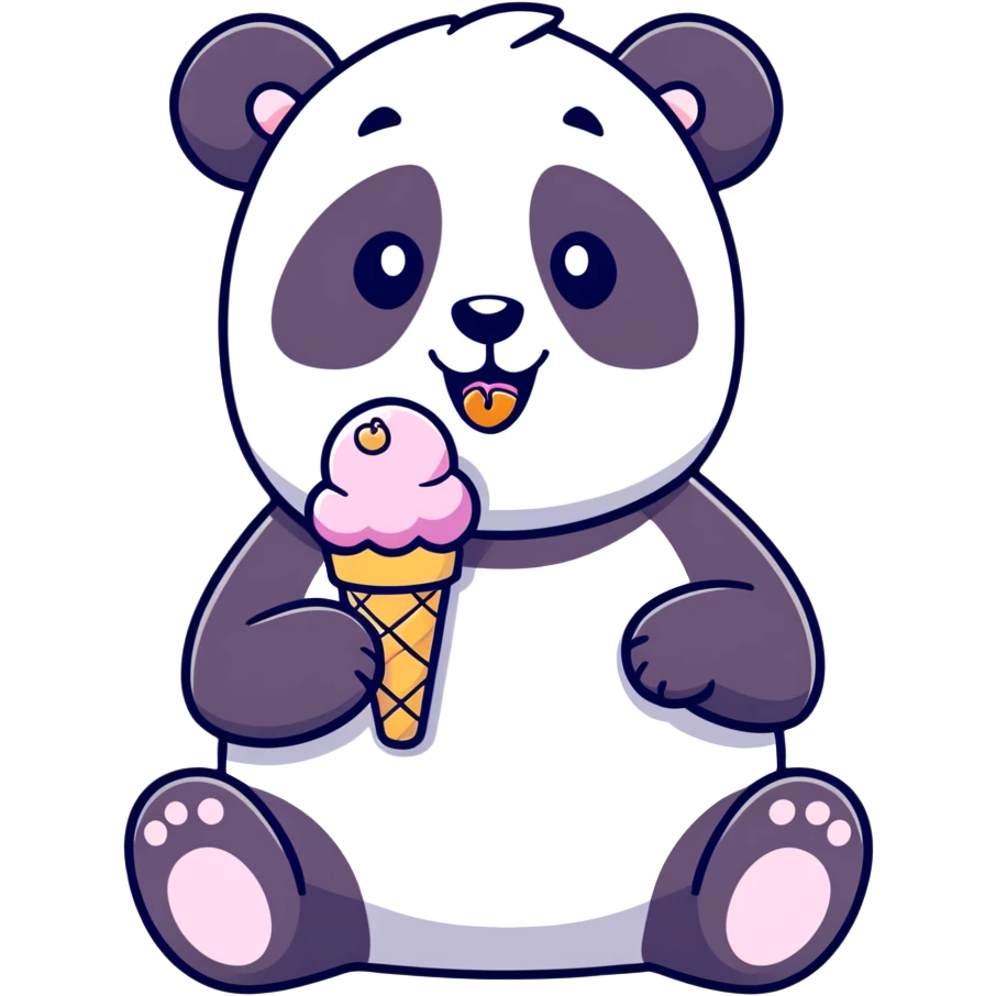 Panda eating ice cream emoji
