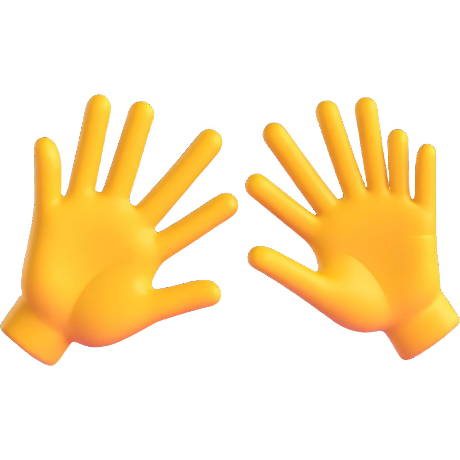 Two open hands in emoji style, tilted to the right as if pushing a swing, with motion lines behind them to show movement. Minimal background, clean cartoon style emoji