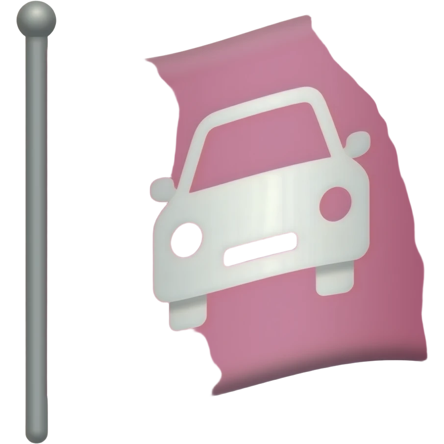 Rectangular pink Flag with brs party car symbol on it emoji