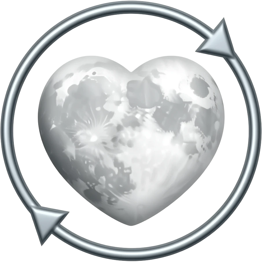 a heart shaped moon and 2 arrows in a circle moving counterclockwise emoji