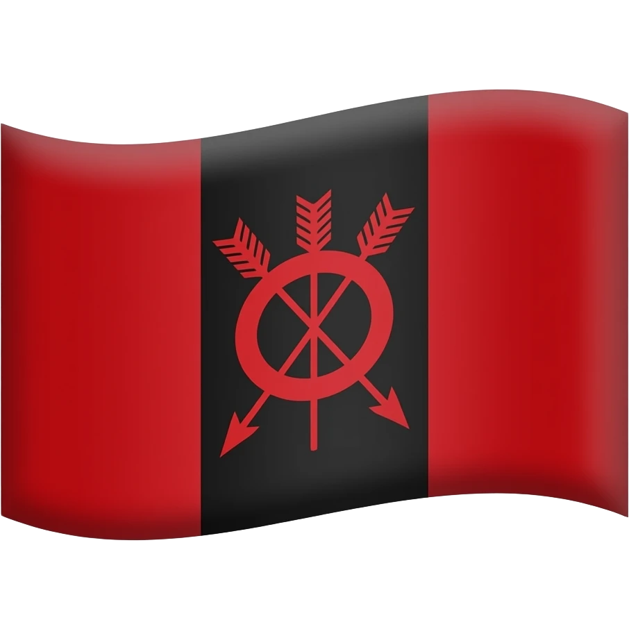 Vector emoji of the historical Falange Española flag: red-black-red vertical stripes, red yoke and five arrows centered on the black stripe, minimalist emoji style, clean lines, solid colors, transparent background, high quality. emoji