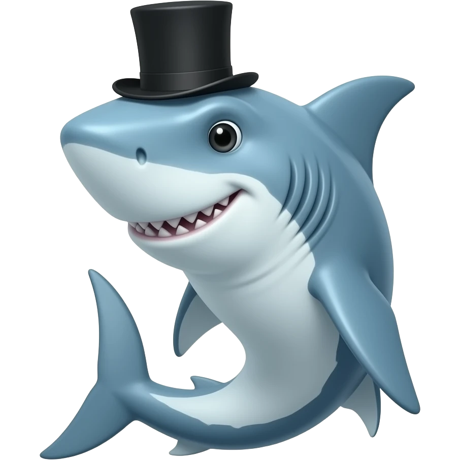 Shark with a top hat emoji