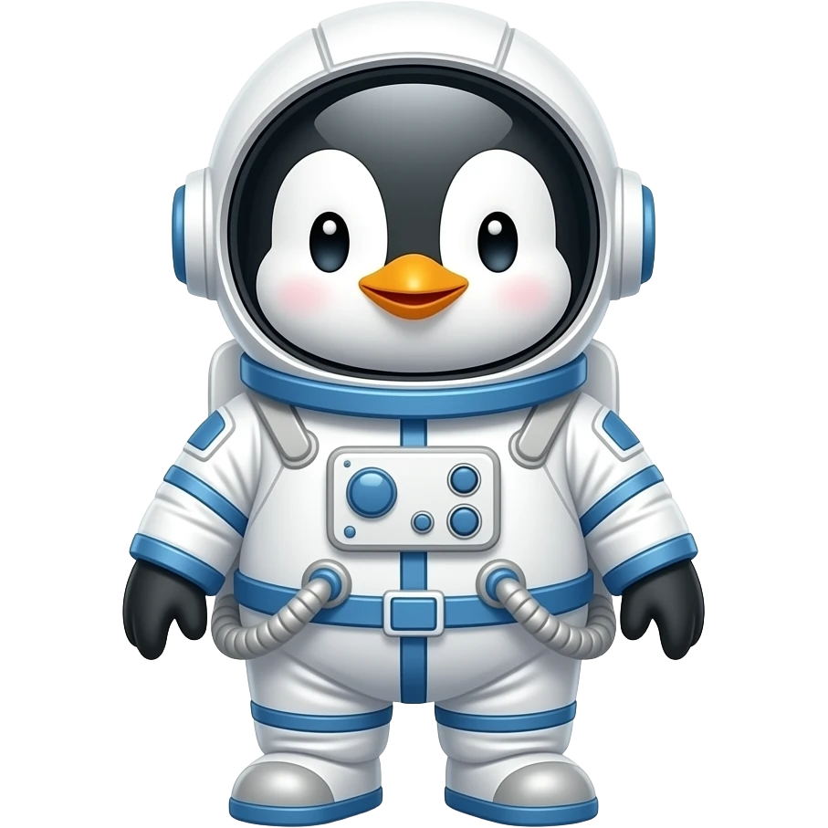cute baby penguin in space suit in space emoji