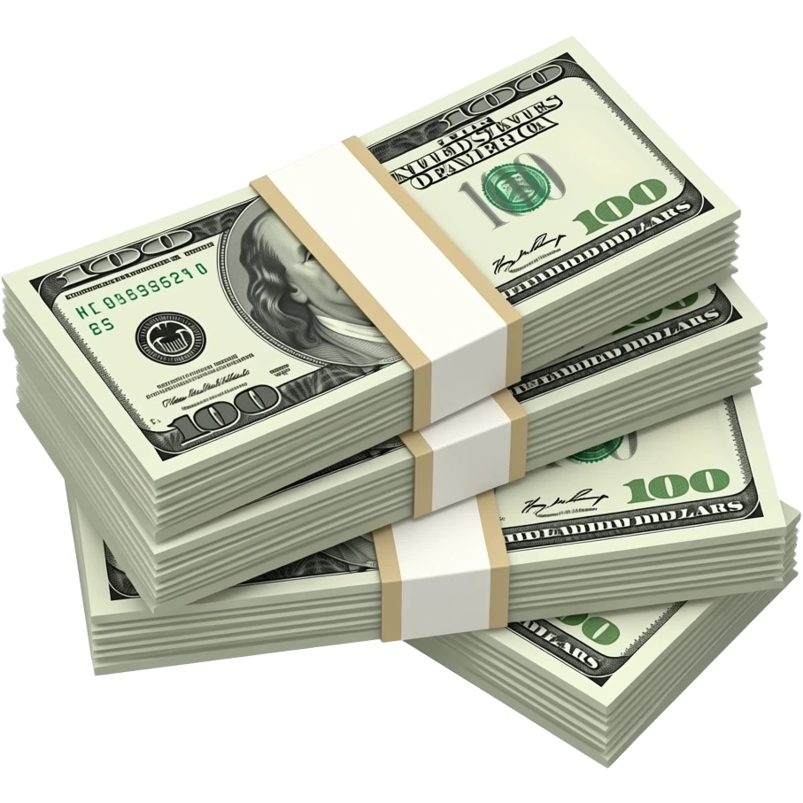 crea un emoji de pacas de billetes de 100$, que sea un emoji como los de iphone emoji