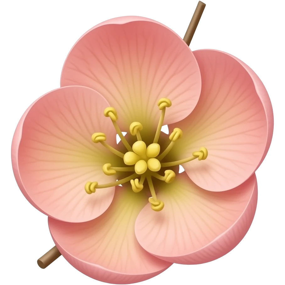 нарисуй цветение Chaenomeles japonica Maulei на ветке emoji
