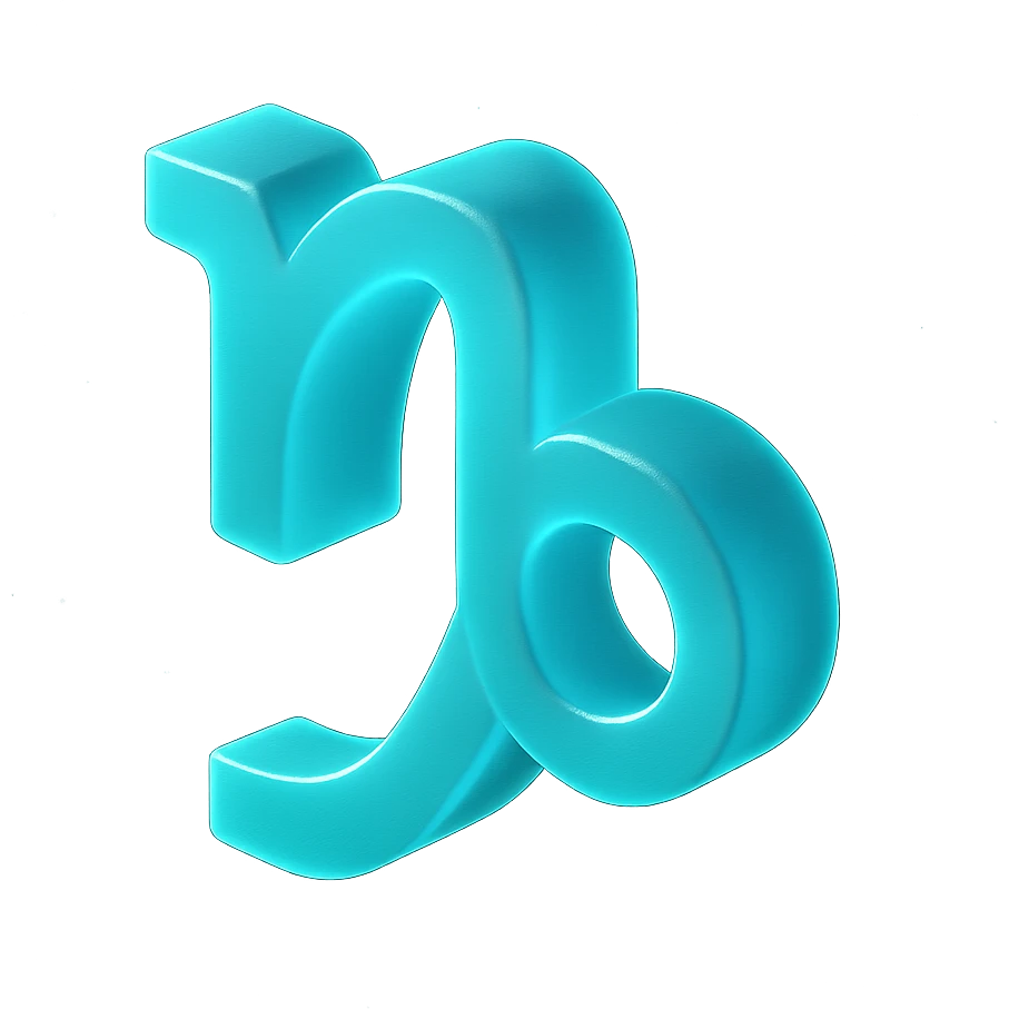 "A minimalistic glowing zodiac symbol ♑, centered on a dark cosmic background, symbol color #00d9ff, clean design, modern and luminous" emoji