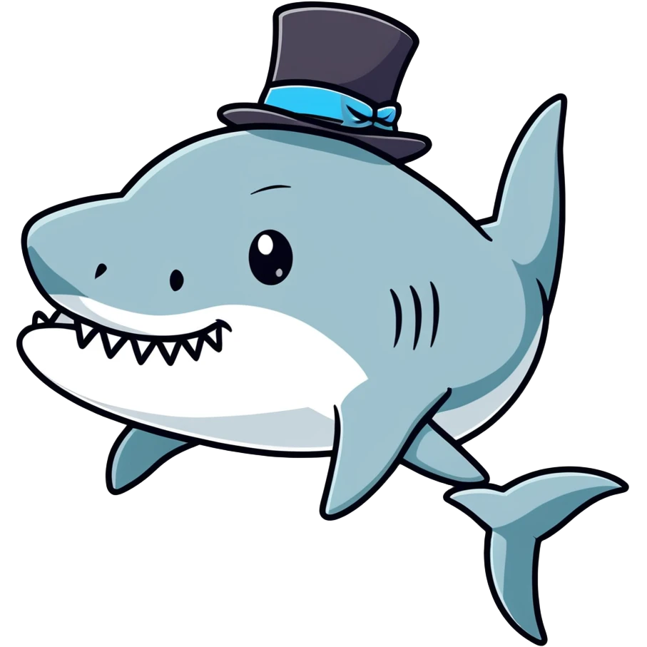 Shark with a top hat emoji