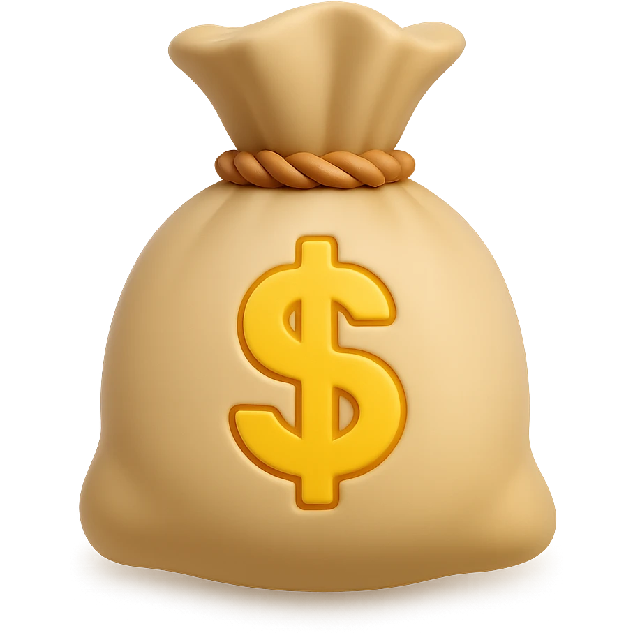 {
  "title": "3D Skeuomorphic Emoji Icon Schema",
  "type": "object",
  "properties": {
    "object": {
      "type": "string",
      "description": "Name of the object to be represented (e.g., 'money bag', 'camera', 'pizza')."
    },
    "style": {
      "type": "string",
      "enum": ["3D skeuomorphic emoji"],
      "description": "Visual style to be used for rendering."
    },
    "materials": {
      "type": "object",
      "properties": {
        "base": {
          "type": "string",
          "description": "Primary material texture, e.g., 'smooth cloth', 'metallic', 'plastic'."
        },
        "details": {
          "type": "array",
          "items": { "type": "string" },
          "description": "Secondary materials or embellishments (e.g., rope, buttons, stitching)."
        }
      }
    },
    "colors": {
      "type": "object",
      "properties": {
        "baseColor": {
          "type": "string",
          "description": "Main color of the object (e.g., '#F5DEB3' for a beige sack)."
        },
        "accentColors": {
          "type": "array",
          "items": { "type": "string" },
          "description": "Accent or highlight colors (e.g., yellow for dollar sign)."
        }
      }
    },
    "lighting": {
      "type": "object",
      "properties": {
        "type": {
          "type": "string",
          "enum": ["soft", "ambient", "studio"],
          "description": "Lighting type used to shade and define volume."
        },
        "shadows": {
          "type": "boolean",
          "description": "Indicates if soft drop shadows are used."
        }
      }
    },
    "geometry": {
      "type": "object",
      "properties": {
        "dimensionality": {
          "type": "string",
          "enum": ["3D"],
          "description": "Indicates that object is rendered in 3D."
        },
        "roundedEdges": {
          "type": "boolean",
          "description": "Indicates if object has smooth, rounded edges."
        }
      }
    },
    "expression": {
      "type": "string",
      "enum": ["playful", "realistic", "friendly"],
      "description": "Overall emotional tone of the icon."
    },
    "background": {
      "type": "string",
      "enum": ["transparent", "white", "gradient"],
      "description": "Background type for the rendered emoji."
    }
  },
  "required": ["object", "style", "materials", "colors", "lighting", "geometry", "expression", "background"]
}

money bag emoji