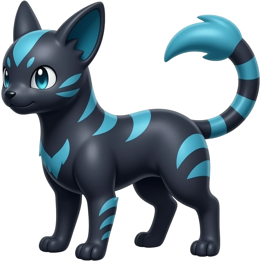 Dark dusky edgy cool shiny smooth glossy epic patterned digitigrade quadrupedal Luxray-Manectric-Sprigatito-Shaymin-Shinx-Fakémon-hybrid emoji