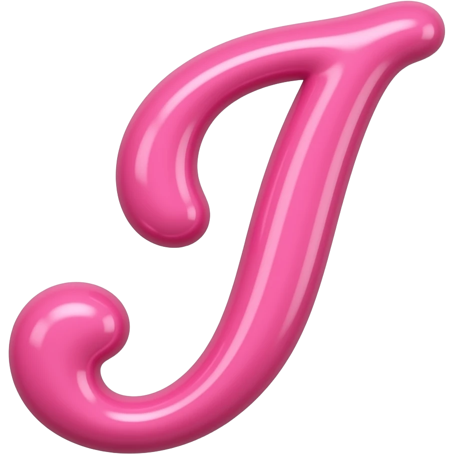 barby pink glossy letter capital uppercase Jelena in a cursive style emoji