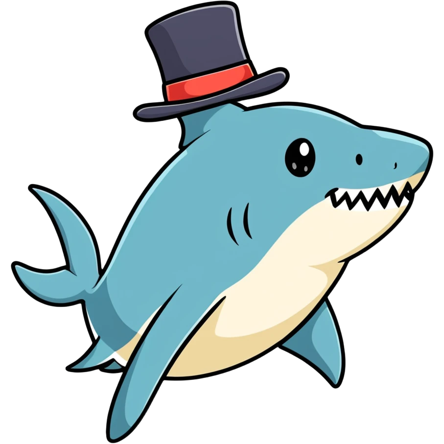 Shark with a top hat emoji