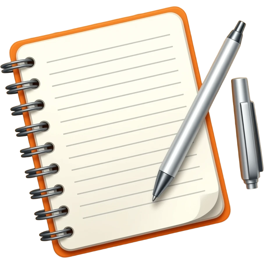 orange notebook and pen emoji