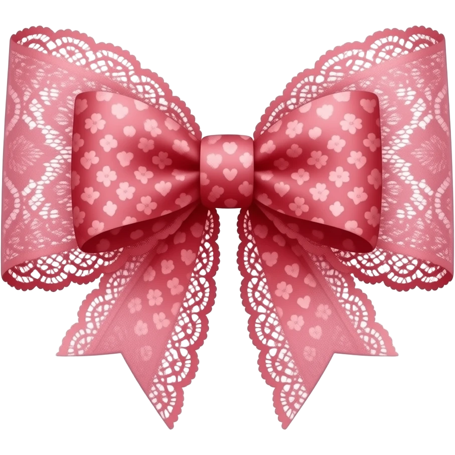 light pink ombre and red  with carnation rococo style pattern on bow lace coquette bow emoji