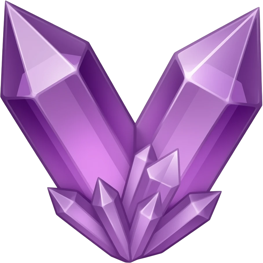 Two amethyst crystal  pointed and joined together emoji