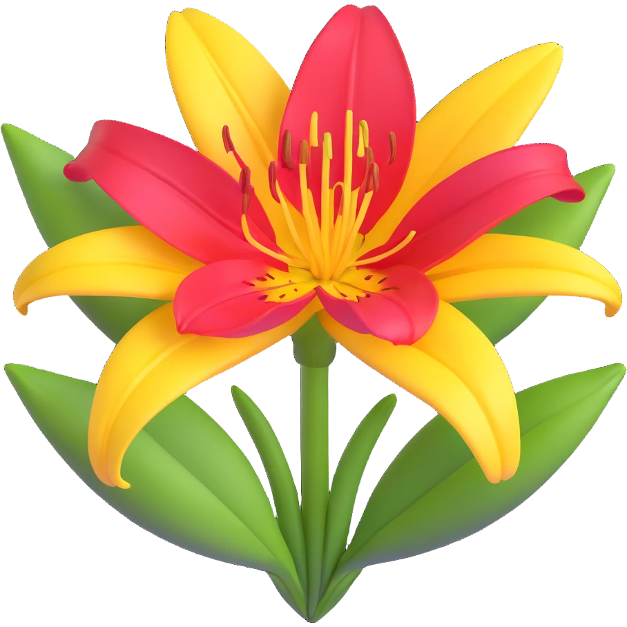 red and yellow lily flower, close-up emoji
