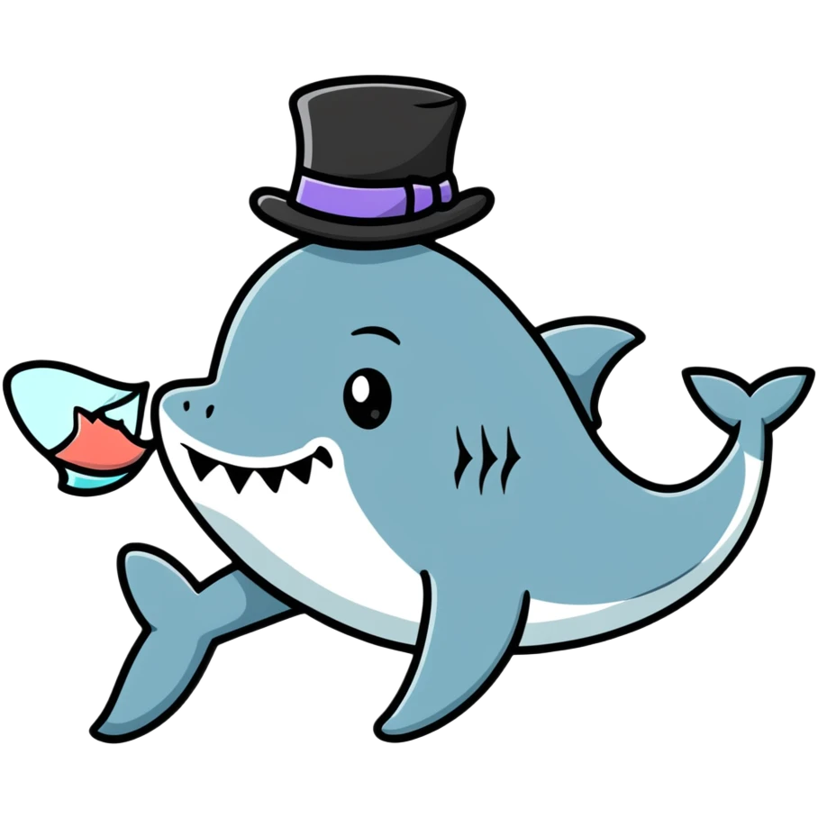 Shark with a top hat emoji