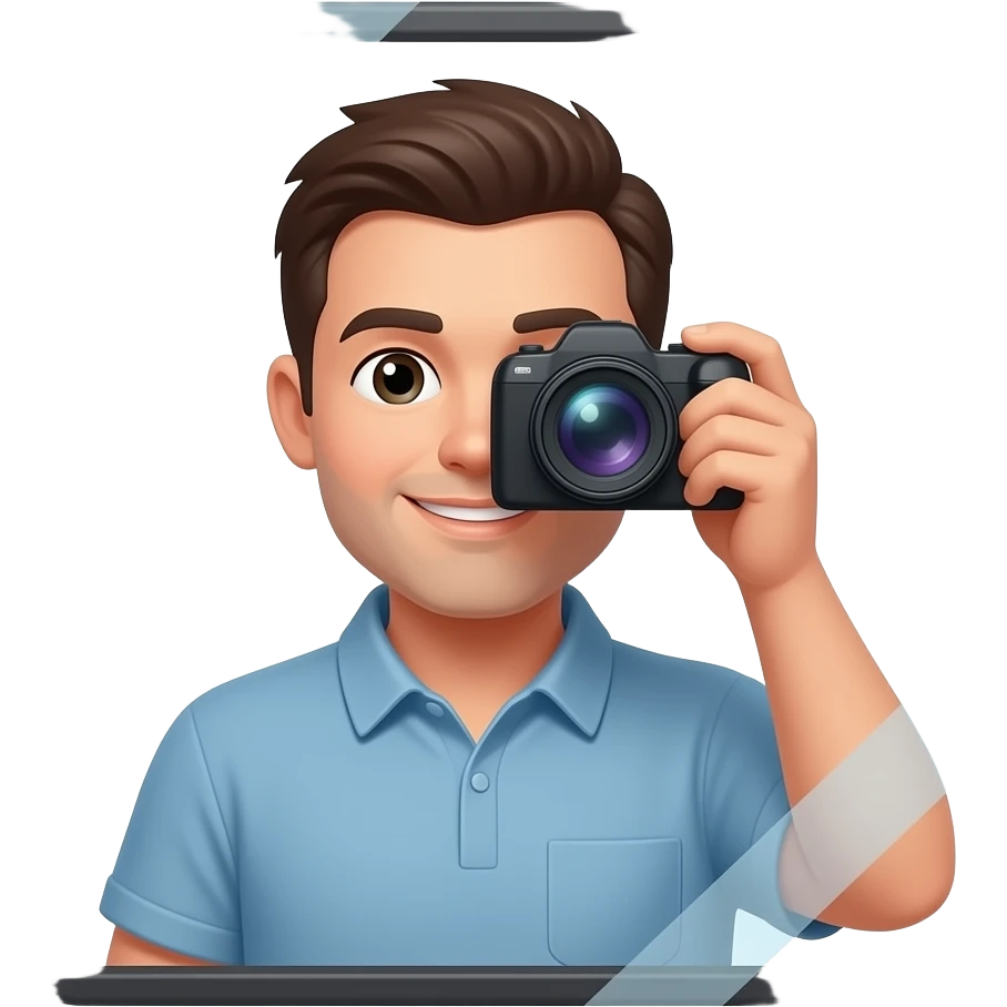 man capturing himself in the mirror with a camera emoji