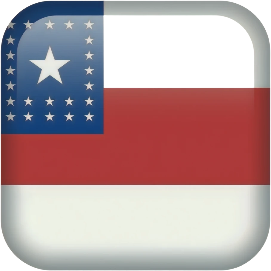 Flag with white on the north and south and red in the middle, with a navy blue rectangle in the top left corner, with 20 stars making a rectangle and a white star in the middle of the stars emoji