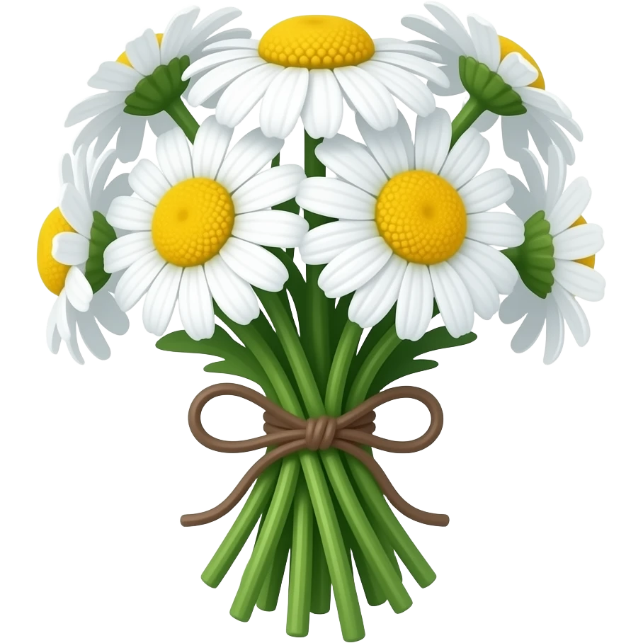 Chamomile flowers tied with long thinest stem emoji