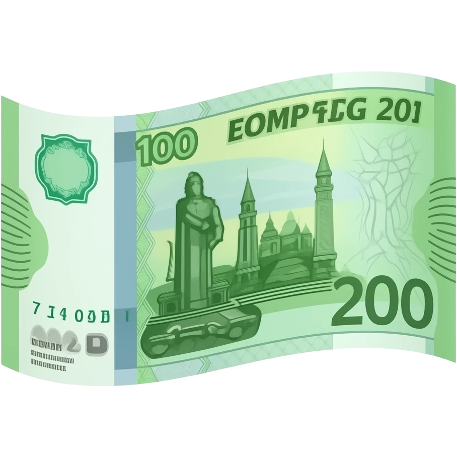 green rubles wavy smooth banknote emoji 3d perspective emoji