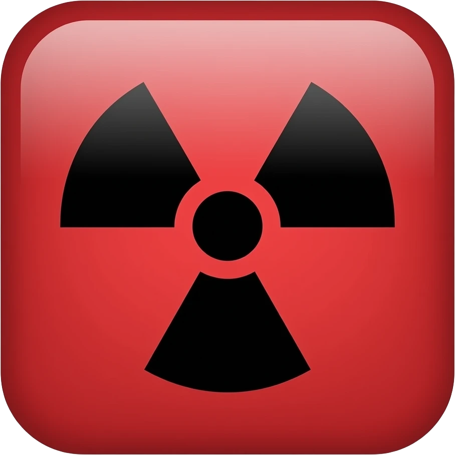 Radiation black symbol tilted a little with red background emoji