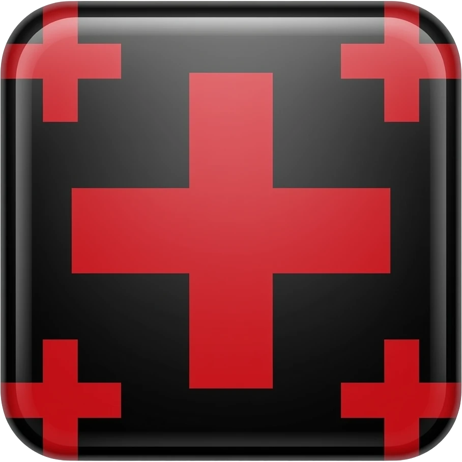 Flag with black background and a red cross in every corner. emoji
