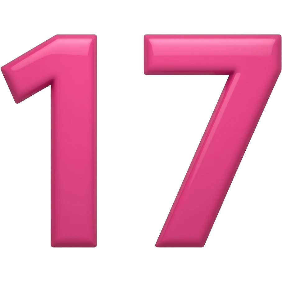 Цифра 17 с розовом шрифтом emoji