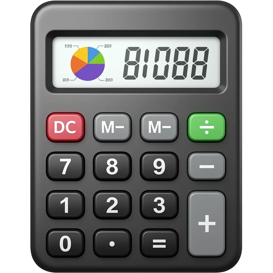 Calculator with expense chart emoji