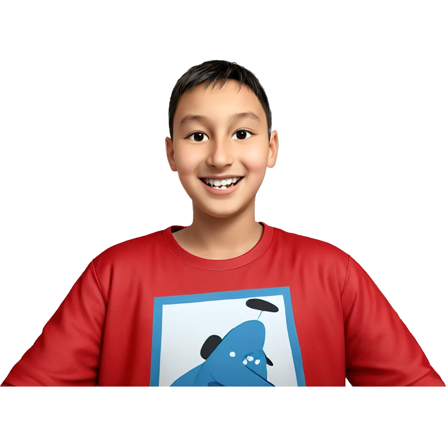 smiling boy in bedroom emoji